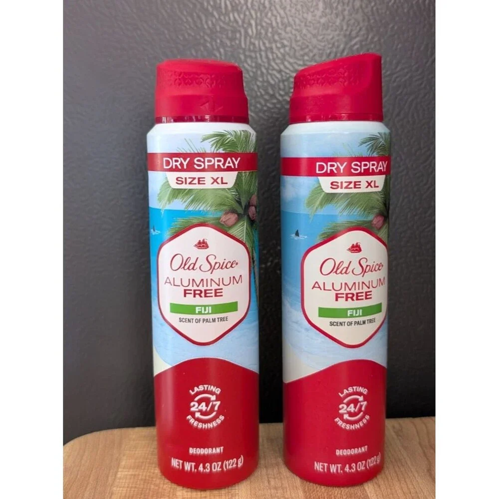2 Old Spice Aluminum Free Dry Spray XL Deodorant Fiji Scent of Palm Tree 4.3 Oz